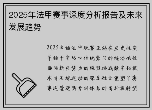 2025年法甲赛事深度分析报告及未来发展趋势